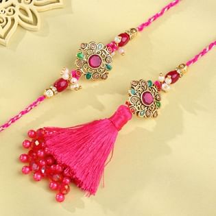 Floral Elegance Pink Bhaiya Bhabhi Rakhis