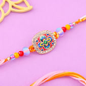 Floral Enamel Rakhi With Beads