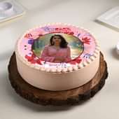 Floral Frame Womens Day Photo Cake