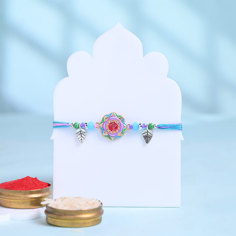 Floral Ganesha Rakhi With Kaju Katli