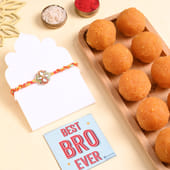 Floral Shine Rakhi With Motichoor Ladoo