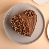 Floral Heart Chocolate Cake - Top Cake View