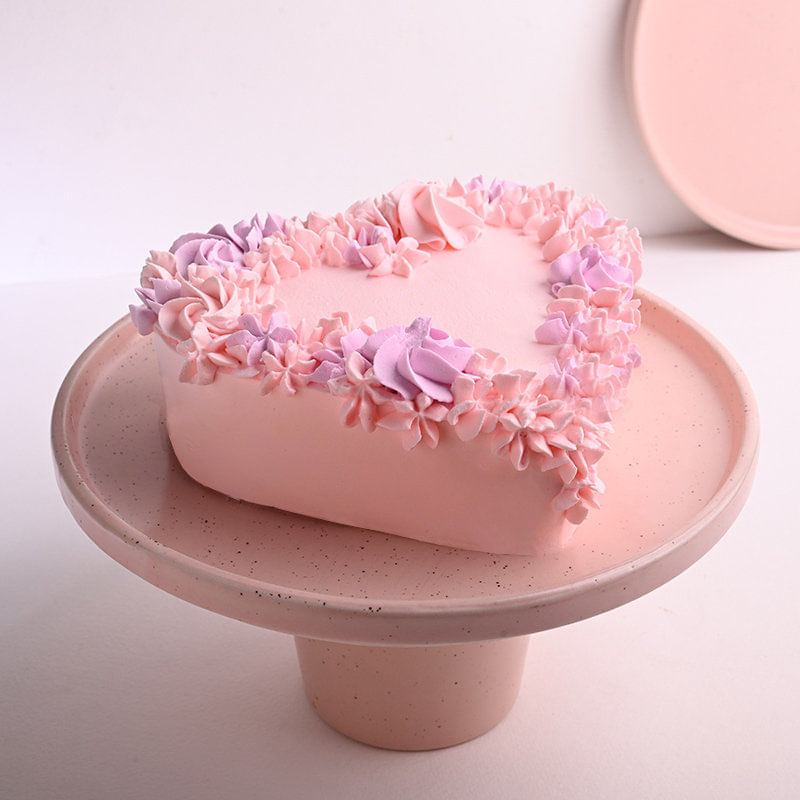 Top view Floral Heart Pink Choco Cake