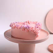 Side view Floral Heart Pink Choco Cake