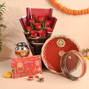 Floral Karwa Chauth Thali Set N Rituals Hamper