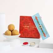 Floral Kundan Peral Rakhi with Handmade Besan Ladoo