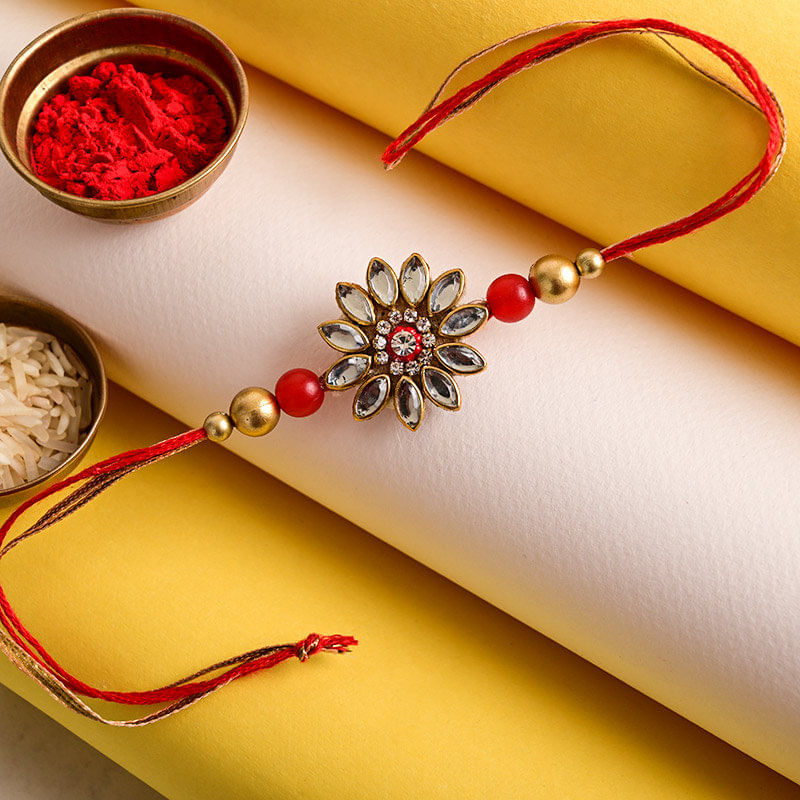 Floral Kundan Rakhi