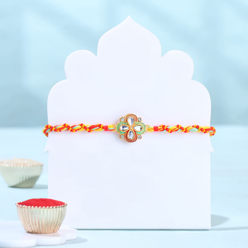 Floral Kundan Rakhi With Chocolates