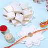 Floral Kundan Rakhi with Sweets and Kaju Katli
