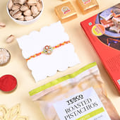Floral Kundan Rakhi With Sweets N Pistachios