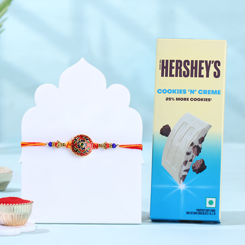 Floral Mauli Rakhi N Chocolate Combo