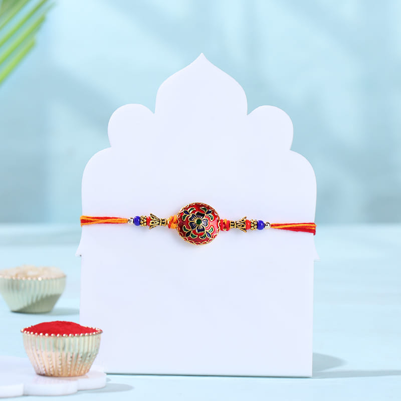 Floral Mauli Rakhi N Chocolate Combo