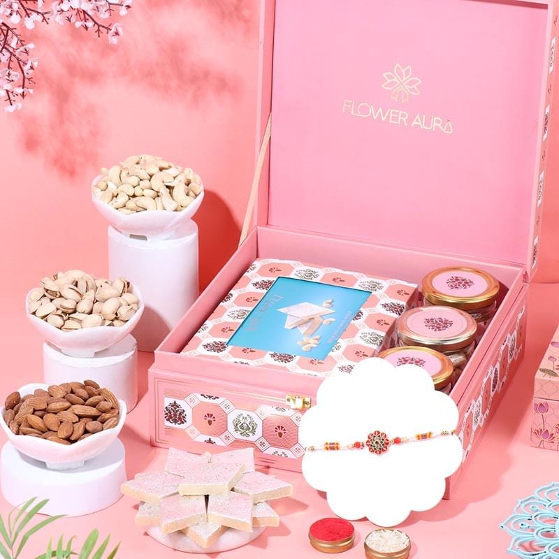 Floral Meenakari Rakhi N Delights Hamper