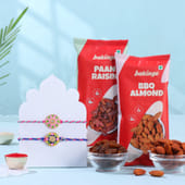 Floral Motif Rakhi Duo With Savoury Dryfruits