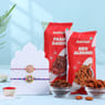 Send Floral Motif Rakhi Duo with Savoury Dry Fruits for Delivery Across India