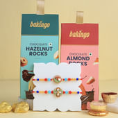 Floral N Peacock Rakhi Duo With Choco Rocks