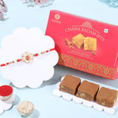 Floral Om Rakhi With Chana Badam Barfi