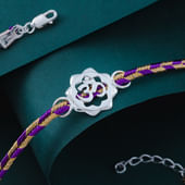 Floral Om 925 Silver Rakhi