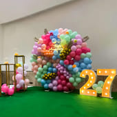 Floral Pastel Anniversary Balloon Decor
