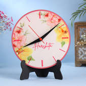 Floral Print Personalised Table Clock
