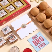 Floral Rakhi With Besan Ladoo N Figberry Burfi