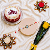 Floral Rakhi With Best Bro Cake And Yellow Rose