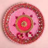 Send Designer Rakhi Online - Floral Rakhi With Thali Combo