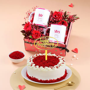 Floral Sip N Sweet Anniversary Hamper