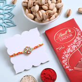 Floral Stone Rakhi With Chocolate N Nuts