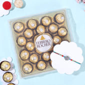 Floral Stone Rakhi With Ferrero Rocher