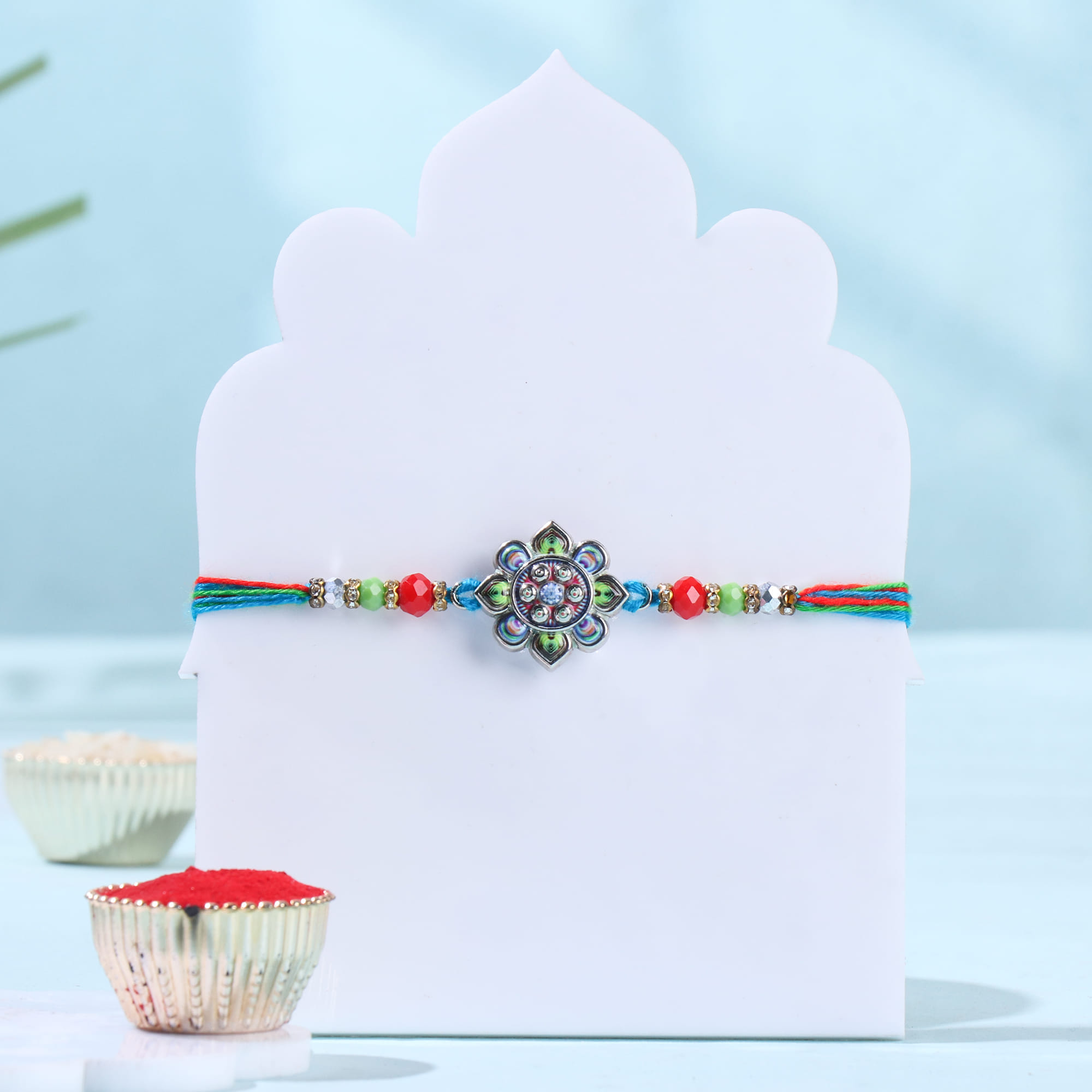 Floral Stone Rakhi With Raisins N Trail Mix
