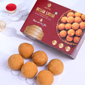 Floral Stone Rakhi with Sweets