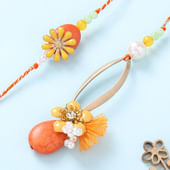 Floral Sunshine Bhaiya Bhabhi Rakhi Set