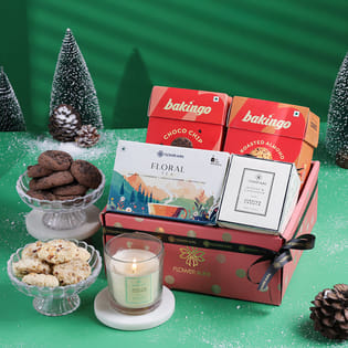 Floral Tea N Cookies with Scented Candle gift for christmas
