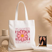 Floral Tote Bag N Bestie Photo Magnet