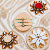 Floral Trio Rakhi With Kaju Katli