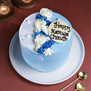Floral Vanilla Karwa Chauth Cake