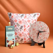 Floral Vibe Cushion N Table Clock Set