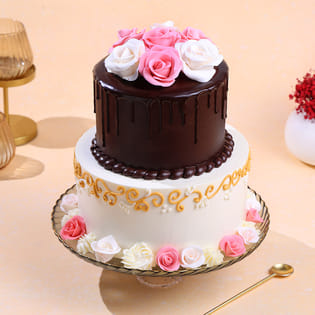 2 Tier Anniversary Theme Cake