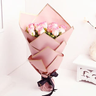 Floweraura 10 Pink Roses Bouque