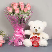 Flower, Chocolate and Teddy Gift Combo