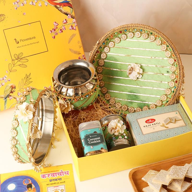 Fluorescent Green Sargi Samagri Hamper