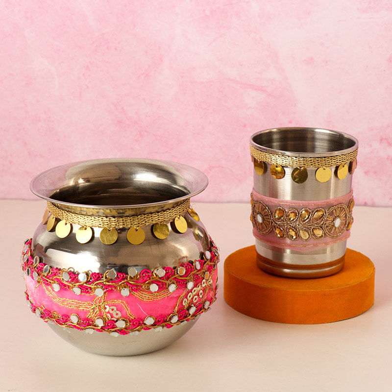 Pink Karwa Chauth Thali Set Online