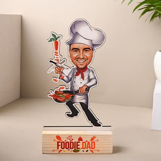 send foodie dad caricature with cookies 
