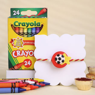 Football Charm Kids Rakhi With Crayons
