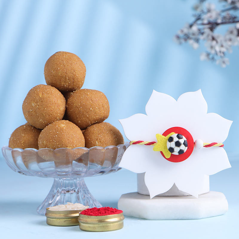 Football Kids Rakhi With Besan Ladoo