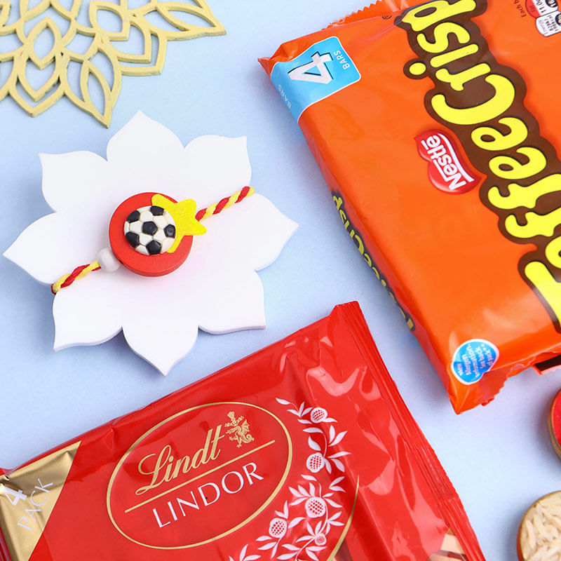 Football Rakhi With Chocolate Treats