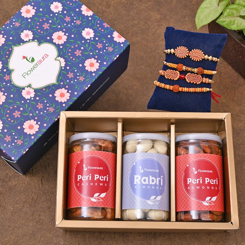 Set of 4 Designer Rakhi - For Bros Rakhi SIgnature Box