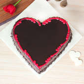 Marriage Anniversary Heart Shape Chocolate Cake Top View