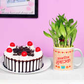 One Printed Ceramic Mugwith 2 Layer Lucky Bamboo and 500gm Blackforest Cake